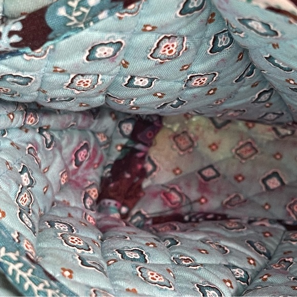 Vera Bradley Brown Blue Floral Abstract Double Handle Handbag - Medium - Picture 4 of 4